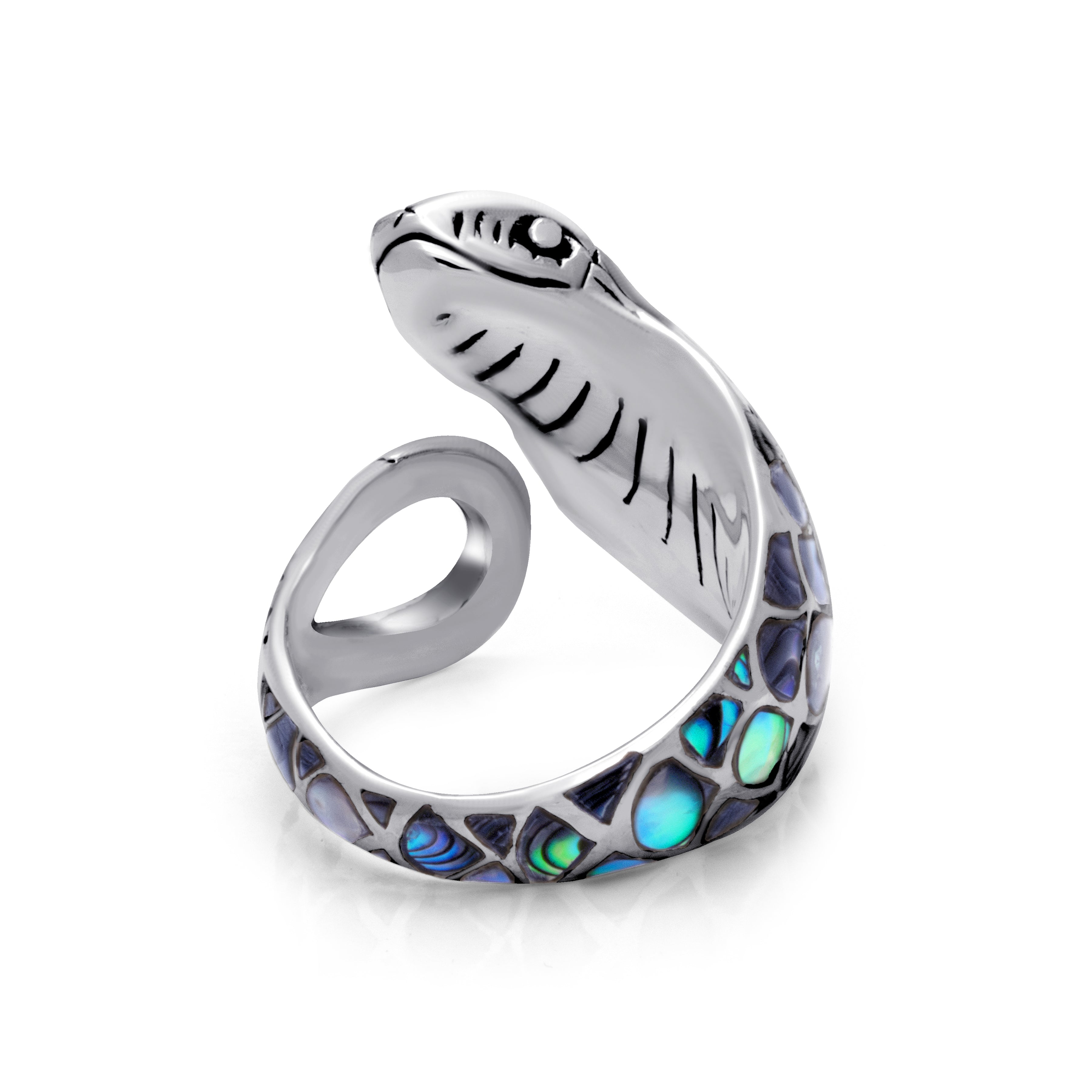 Abalone Inlay Sterling Silver Bali Cobra Ring