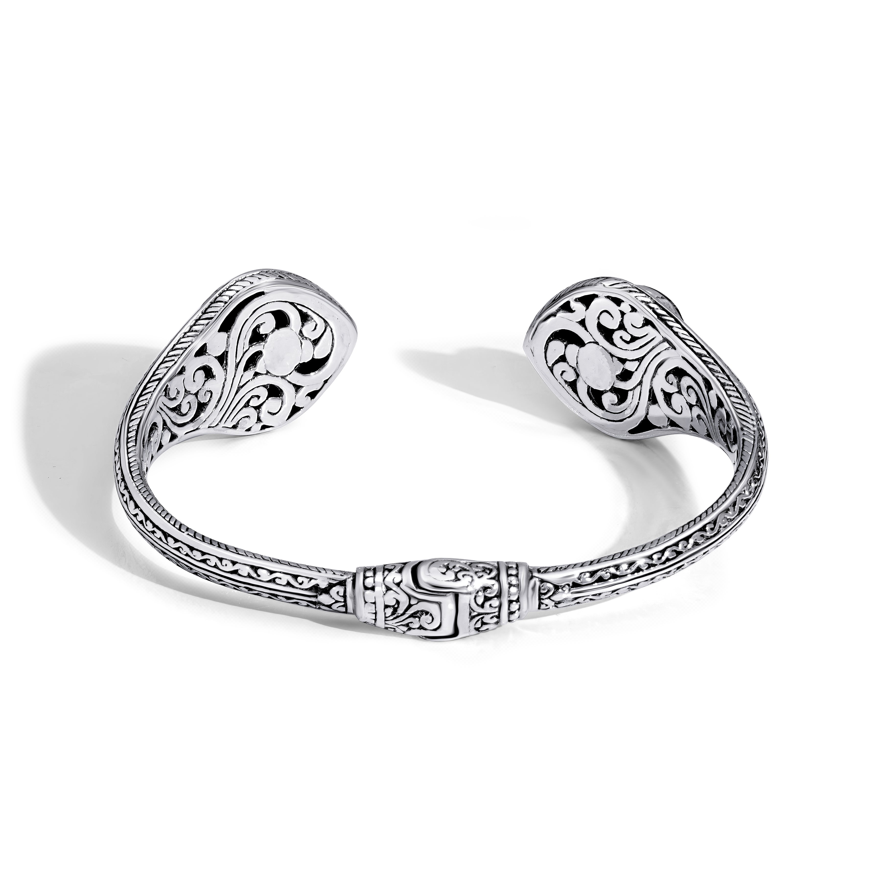 Romantic Bali Sterling Silver Malachite Heart Bangle