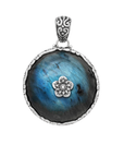 Balinese Artisanal Sterling Silver Labradorite Flower Pendant