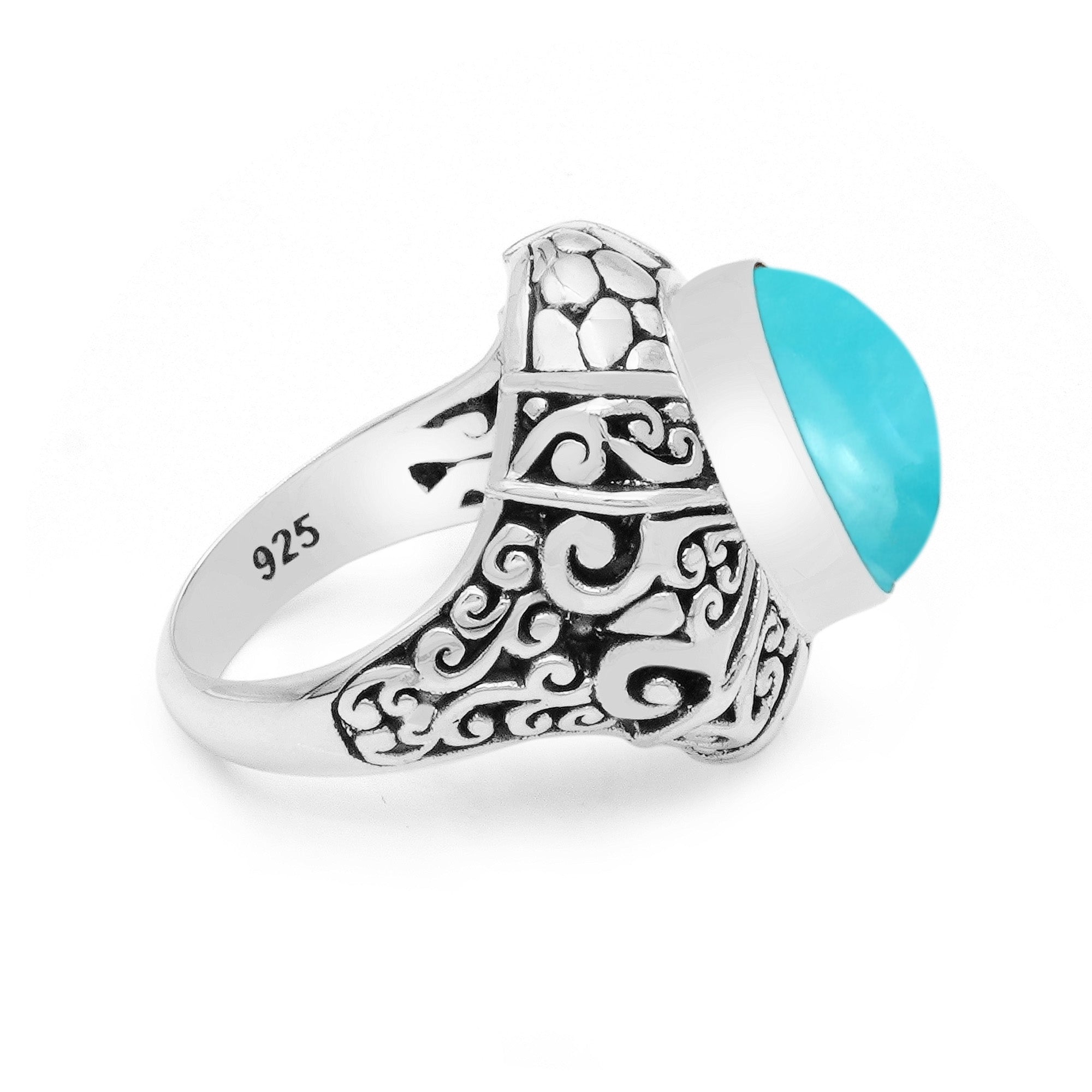 Balinese Artisan Handcrafted Sterling Silver Ring with Sleeping Beauty Turquoise