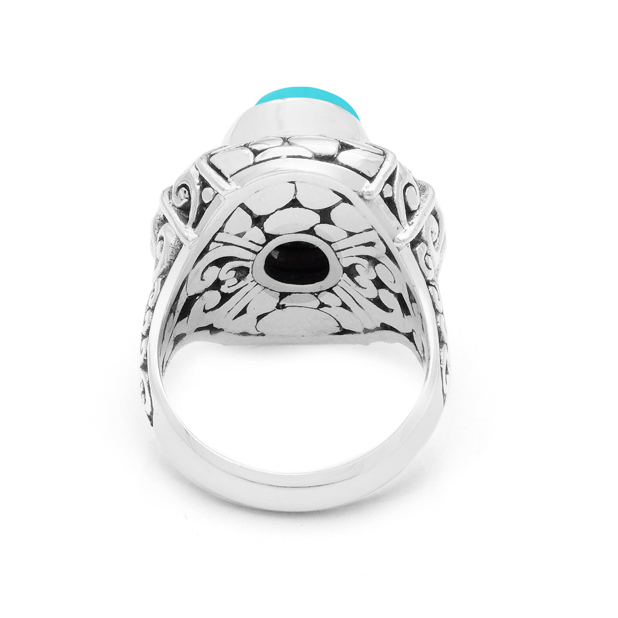 Balinese Artisan Handcrafted Sterling Silver Ring with Sleeping Beauty Turquoise