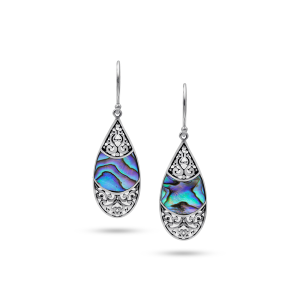 Bali Artisanal Sterling Silver Earrings with Abalone