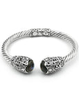Double Abalone Sterling Silver Balinese Bangle