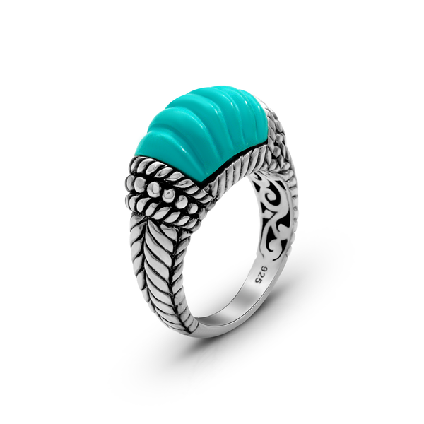Balinese Artisan Sterling Silver Ring with Turquoise Gemstone
