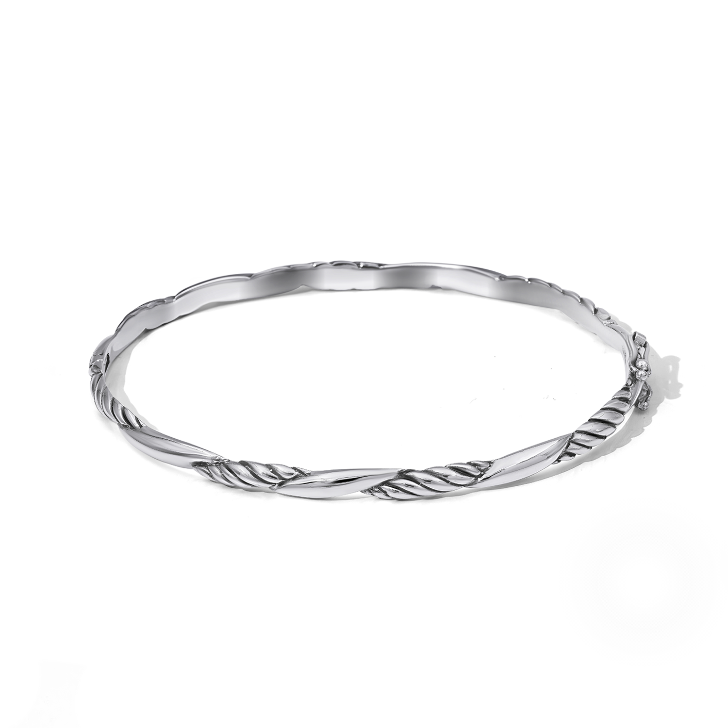 Sterling Silver Wrapped Cable Bali Bangle