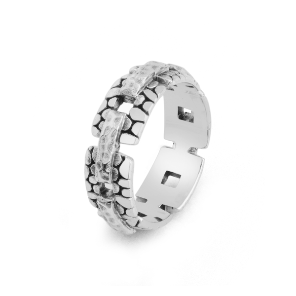 Carved Chain Balinese Band Ring, Sterling Silver