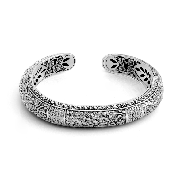 Blossom of Bali Sterling Silver Floral Filigree Bangle