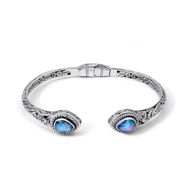 Majestic Boulder Opal Sterling Silver Bali Bangle