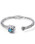 Carved Labradorite Sterling Silver Bali Bangle