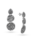 Floral Motif Sterling Silver Bali Earrings