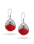Balinese Artisan 925 Sterling Silver Drop Earring with Beautiful Red Shell