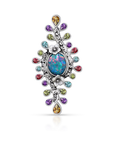 Opal Dreams: A Jeweled Bouquet Sterling Silver Pendant