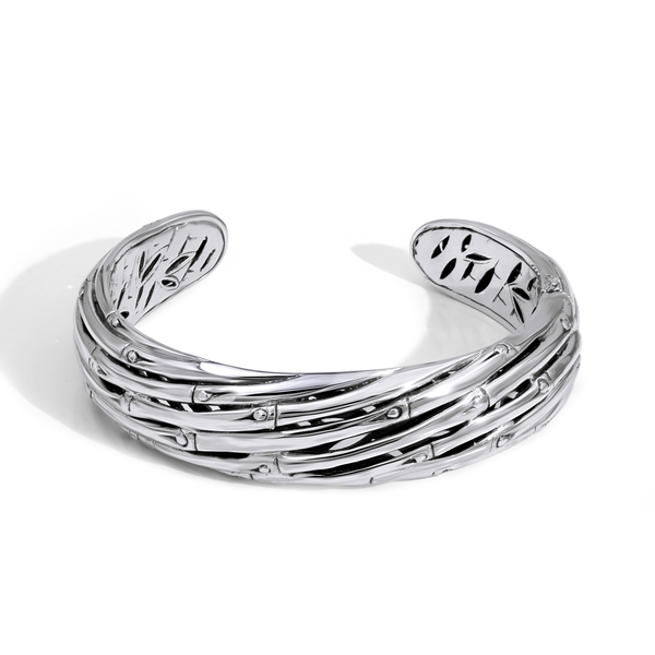 Elegant Bali Sterling Silver Layered & Wrapped Bamboo Bangle
