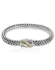 Balinese Artisan 925 Sterling Silver Bracelet with 18K Gold Stripe Lock