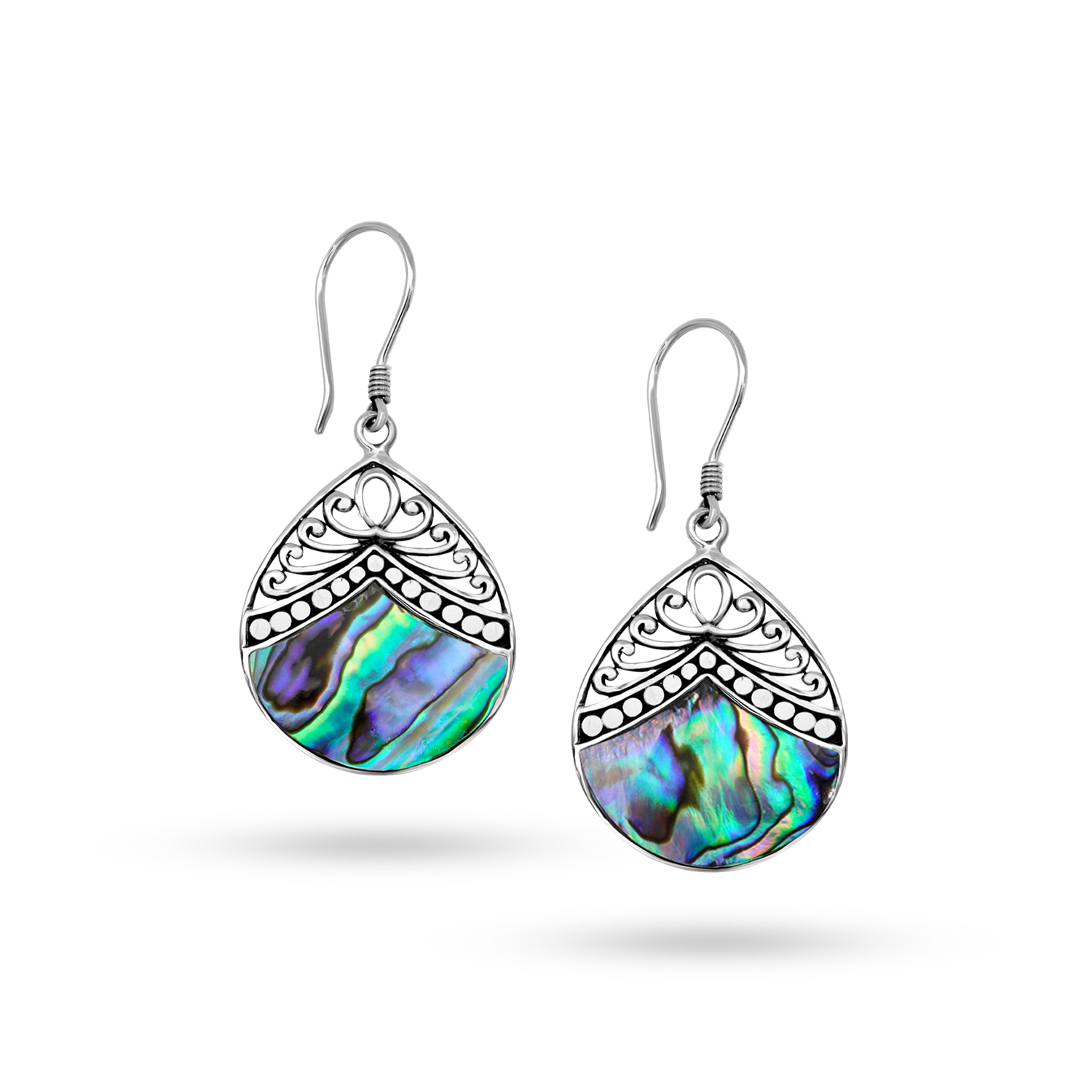 Balinese Artisan 925 Sterling Silver Dangling Earring with Abalone