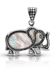 Balinese Artisan 925 Sterling Silver Elephant Pendant with Mother of Pearl