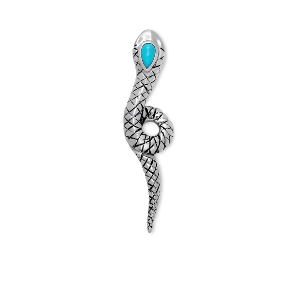 Sleeping Beauty Turquoise Sterling Silver Bali Snake Pendant