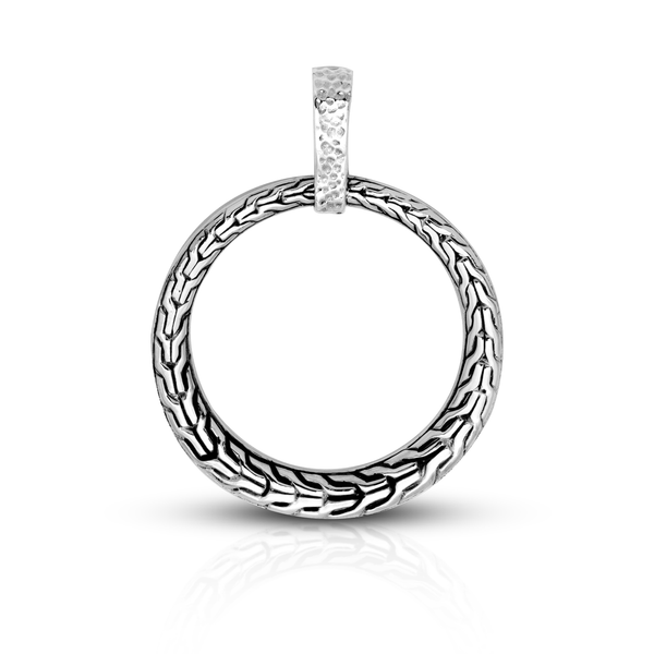 Bold Bali Sterling Silver Circle Pendant Crafted with Tulang Detail