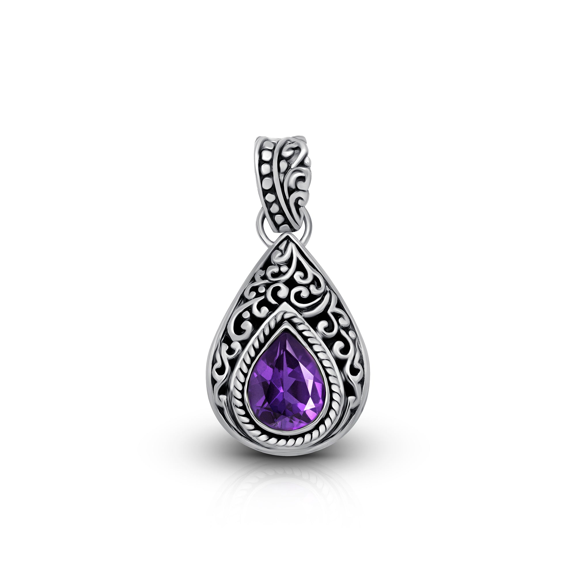 Ethereal Essence: Balinese Artisan 925 Sterling Silver Amethyst Pendant