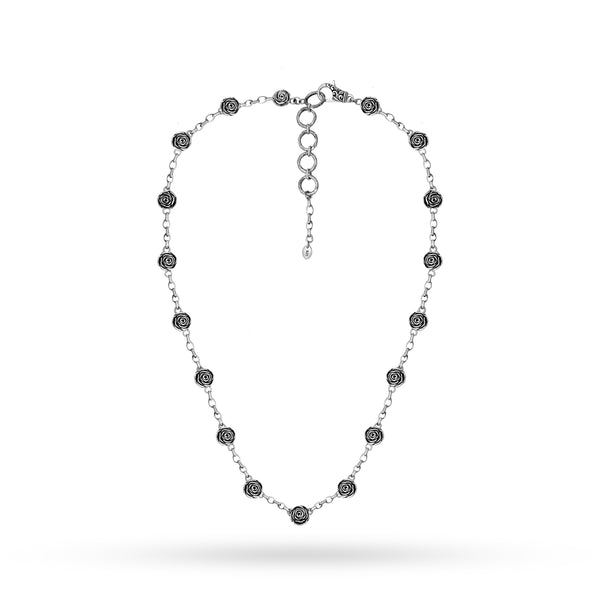 Balinese Artisan 925 Sterling Silver Rose Blossom Necklace