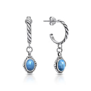 Balinese Artisan 925 Sterling Silver Dangling Earring with Blue Opal