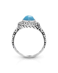 Balinese Artisan 925 Sterling Silver Circle of Life Ring with Blue Opal