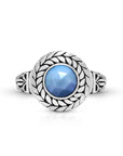 Balinese Artisan 925 Sterling Silver Circle of Life Ring with Blue Opal