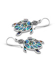 Balinese Artisan 925 Sterling Silver Turtle Theme Dangling Earring with Abalone