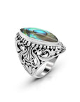 Balinese Artisan 925 Sterling Silver Ring with Abalone Shell