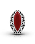 Balinese Artisan 925 Sterling Silver Ring with Red Coral