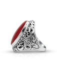 Balinese Artisan 925 Sterling Silver Ring with Red Coral