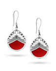 Balinese Artisan 925 Sterling Silver Dangling Earring with Beautiful Red Shell