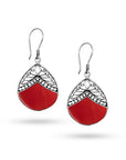 Balinese Artisan 925 Sterling Silver Dangling Earring with Beautiful Red Shell