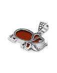 Balinese Artisan 925 Sterling Silver Elephant Pendant with Coral