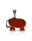 Balinese Artisan 925 Sterling Silver Elephant Pendant with Coral