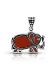 Balinese Artisan 925 Sterling Silver Elephant Pendant with Coral