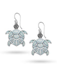 Balinese Artisan 925 Sterling Silver Turtle Earrings with Mother of Pearl