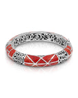 Sterling Silver Bangle with Coral Shell