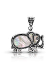 Balinese Artisan 925 Sterling Silver Elephant Pendant with Mother of Pearl