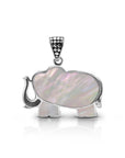 Balinese Artisan 925 Sterling Silver Elephant Pendant with Mother of Pearl