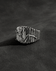 Twin Dragonflies Perched over Bamboo Sterling Silver Ring