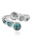 Balinese Artisan 925 Sterling Silver Divine Ring with Natural Blue & White Zircon