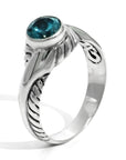 Balinese Artisan 925 Sterling Silver Intertwined Ring with Natural Blue Zircon