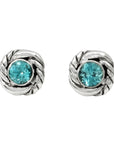 Balinese Artisan 925 Sterling Silver Intertwined Earring with Natural Blue Zircon