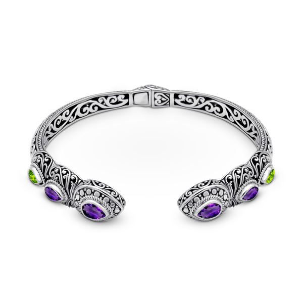 African Amethyst & Peridot Harmony Bangle
