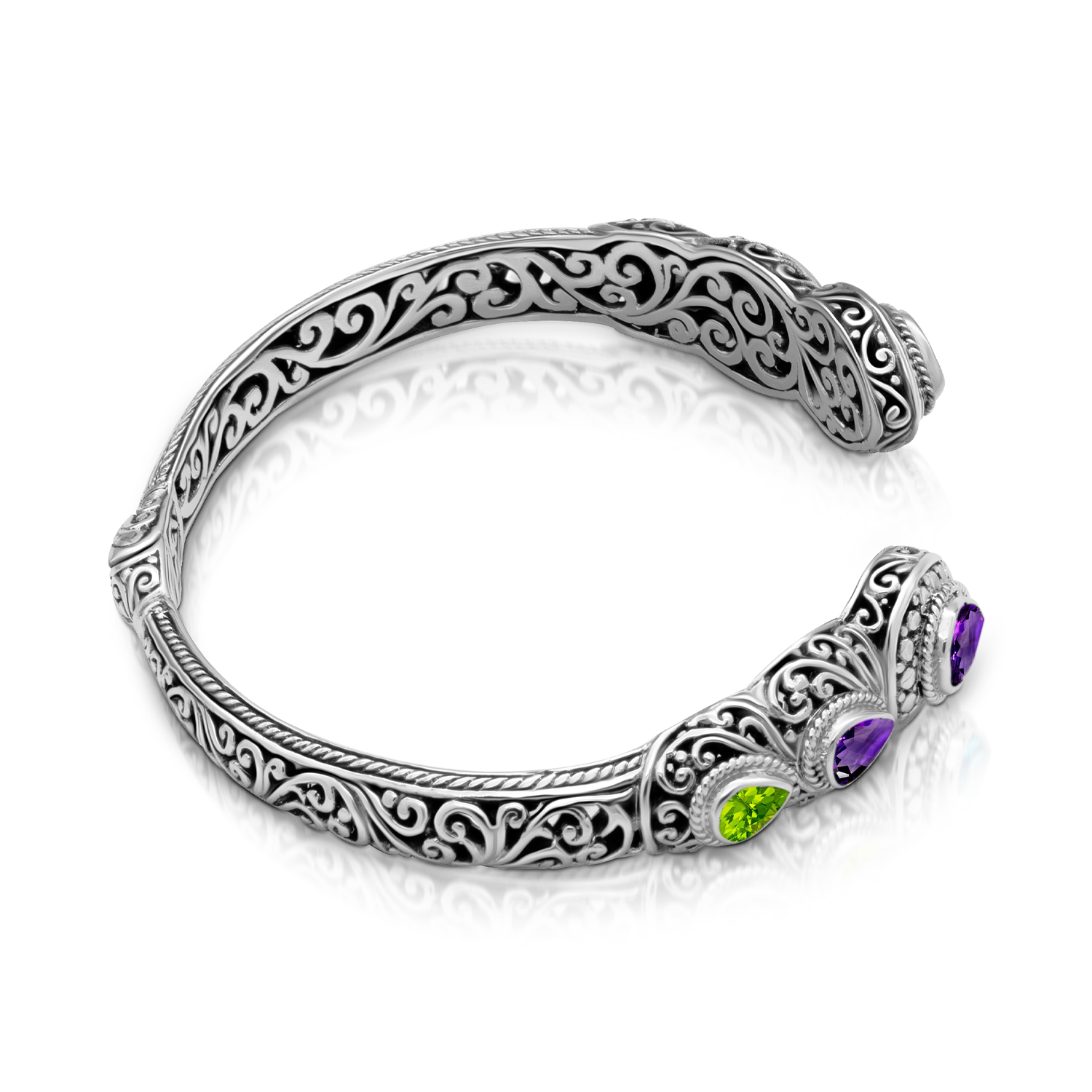 African Amethyst &amp; Peridot Harmony Bangle