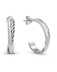 Cable Twist Silver Half Hoops