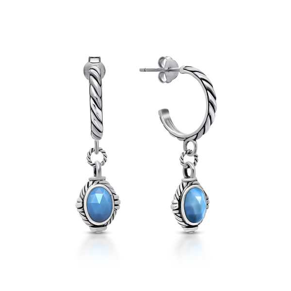 Twisted Cable Blue Opal Drop Earrings