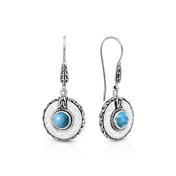 Twisted Cable Opal Disc Earrings