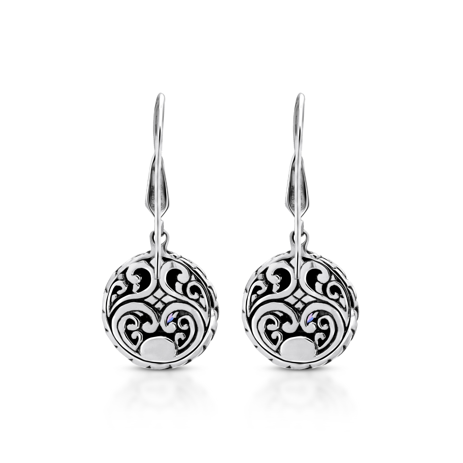 Twisted Cable Opal Disc Earrings